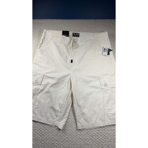 LR Geans Cargo Shorts Mens Size 38 Off White 100% Cotton Breathable Adjustable